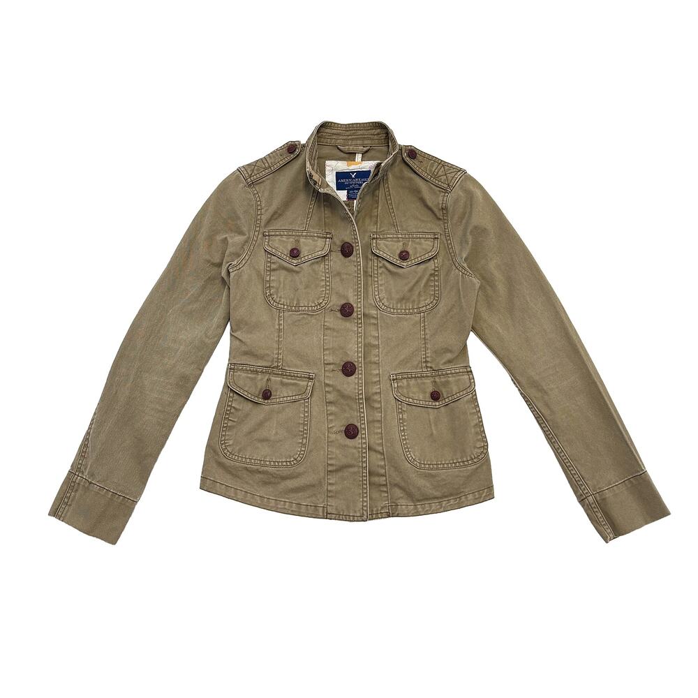 American Eagle Y2K Utility Jacket Women XS Olive Green Safari Field Coat